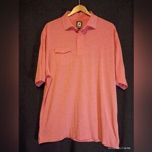 FootJoy FJ Golf Polo Shirt Mens Large Pink Chest Pocket Performance Short Sleeve
